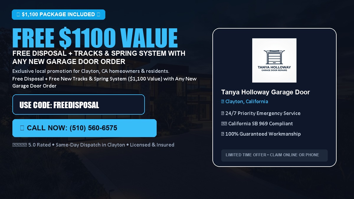 Free Disposal + Free New Tracks & Spring System with Any New Garage Door Order ($1100 Value) in Clayton, CA